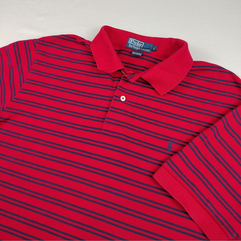 Polo Ralph Lauren Shirt Mens Large Red Embroidered Logo Cotton Golf Short Sleeve